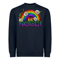 Navy Be Yourself Pride Lgbtq Heavyweight Sweatshirt - BundleAndBundleShop