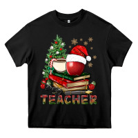 Black Teacher With Christmas Tree Heavy Core Tee - BundleAndBundleShop