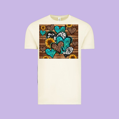 Turquoise Sunflower Hearts Vintage Tee Designed By Jasminsmagicworld