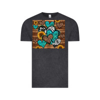 Vintage Black turquoise sunflower hearts Vintage Tee - Jasminsmagicworld