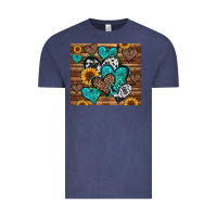 Vintage Denim turquoise sunflower hearts Vintage Tee - Jasminsmagicworld