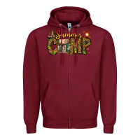 Burgundy Summer Camp Zipper Hoodie - CowhideDigitalArt