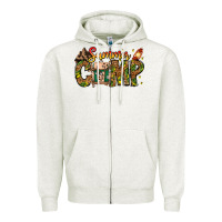 Oatmeal Heather Summer Camp Zipper Hoodie - CowhideDigitalArt