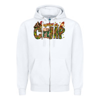 White Summer Camp Zipper Hoodie - CowhideDigitalArt