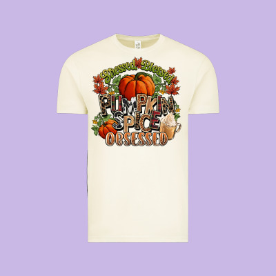 Stressed Blessed Pumpkin Spice Obsessed Fall Vintage Tee Designed By Nancycooperartshop