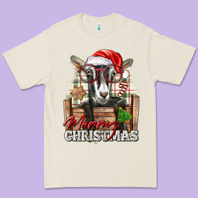 Merry Christmas Alpine Goat Premium Tee Designed By Lillyallendesigns