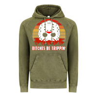 Vintage Olive Halloween Bitches Be Trippin Jason Mask Vintage Hoodie - lanVoArt