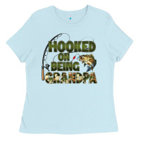 Baby Blue fish lures hooked on being grandpa Ladies Tee - Artiststas