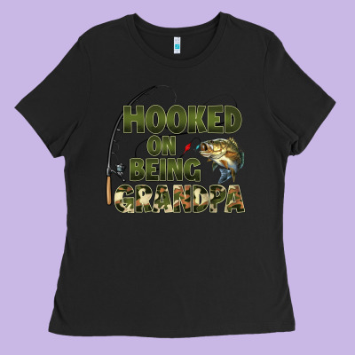 Fish Lures Hooked On Being Grandpa Ladies Tee Designed By Artiststas