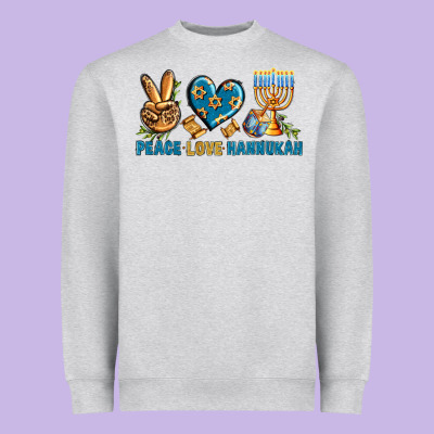 Peace Love Hannukah Heavyweight Sweatshirt Designed By Bundleandbundleshop