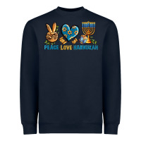 Navy Peace Love Hannukah Heavyweight Sweatshirt - BundleAndBundleShop