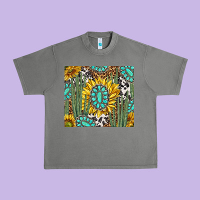 Western Cactus With Sunflowers And Turquoise Tumbler Tbs Urban Heavy Tee Designed By Tumblerdesignbyshophia