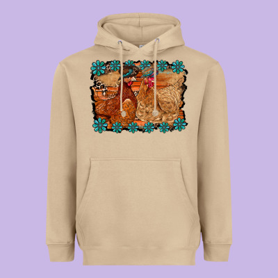 Chicken Western Heavyweight Hoodie Designed By Racoondesign