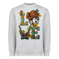 Heather Grey Western Love with Gun Heavyweight Sweatshirt - BundleAndBundleShop