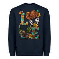Navy Western Love with Gun Heavyweight Sweatshirt - BundleAndBundleShop