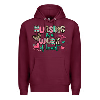 Burgundy nursing is a work of heart Premium Hoodie - RanaPortraitStore