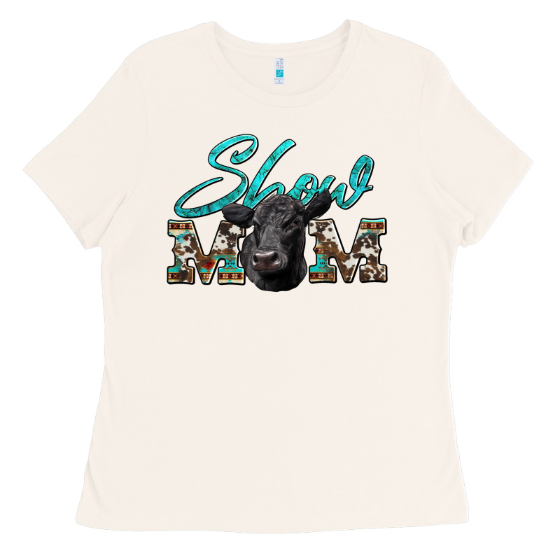 Show Mom Aztec Cowhide Black Angus Ladies Tee by Artiststas | Teevron