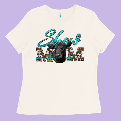 Show Mom Aztec Cowhide Black Angus Ladies Tee Designed By Artiststas