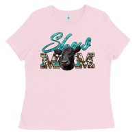 Bubblegum Pink show mom aztec cowhide black angus Ladies Tee - Artiststas