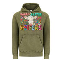 Vintage Olive Happy Easter Heifers Easter Day Vintage Hoodie - HowdyJamesFarm
