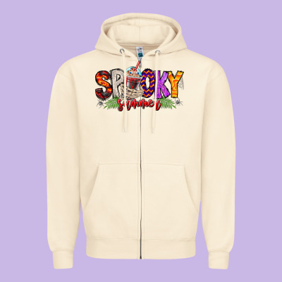 Spooky Summer Vibes Zipper Hoodie Designed By Cowhidedigitalart