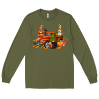 Army Green fall gnome truck Long Sleeve Tee - CowGirlArtShop