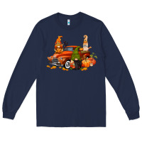 Navy fall gnome truck Long Sleeve Tee - CowGirlArtShop