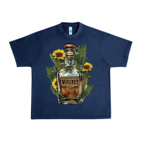 Navy Western whiskey bottle Urban Heavy Tee - HowdyJamesFarm