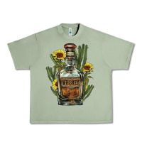 Oil Green Western whiskey bottle Urban Heavy Tee - HowdyJamesFarm