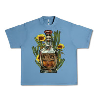 Pebble Blue Western whiskey bottle Urban Heavy Tee - HowdyJamesFarm
