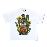 White Western whiskey bottle Urban Heavy Tee - HowdyJamesFarm
