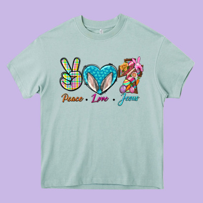 Peace Love Easter Jesus Heavy Core Tee Designed By Bundleandbundleshop