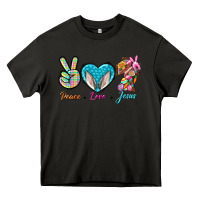 Asphalt Peace Love Easter Jesus Heavy Core Tee - BundleAndBundleShop