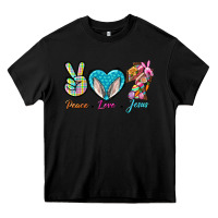 Black Peace Love Easter Jesus Heavy Core Tee - BundleAndBundleShop