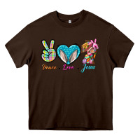 Chocolate Brown Peace Love Easter Jesus Heavy Core Tee - BundleAndBundleShop