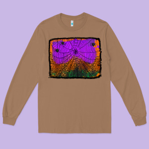 Halloween Spider Web Background Long Sleeve Tee Designed By Jasminsmagicworld