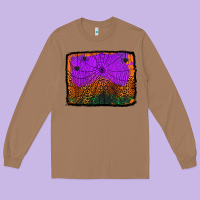 Halloween Spider Web Background Long Sleeve Tee Designed By Jasminsmagicworld