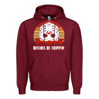 Burgundy Halloween Bitches Be Trippin Jason Mask Zipper Hoodie - lanVoArt