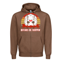 Chestnut Halloween Bitches Be Trippin Jason Mask Zipper Hoodie - lanVoArt