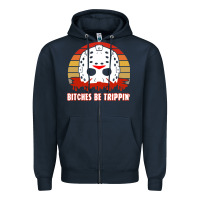 Navy Halloween Bitches Be Trippin Jason Mask Zipper Hoodie - lanVoArt