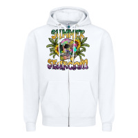 White Summer Searchin Zipper Hoodie - CowhideDigitalArt
