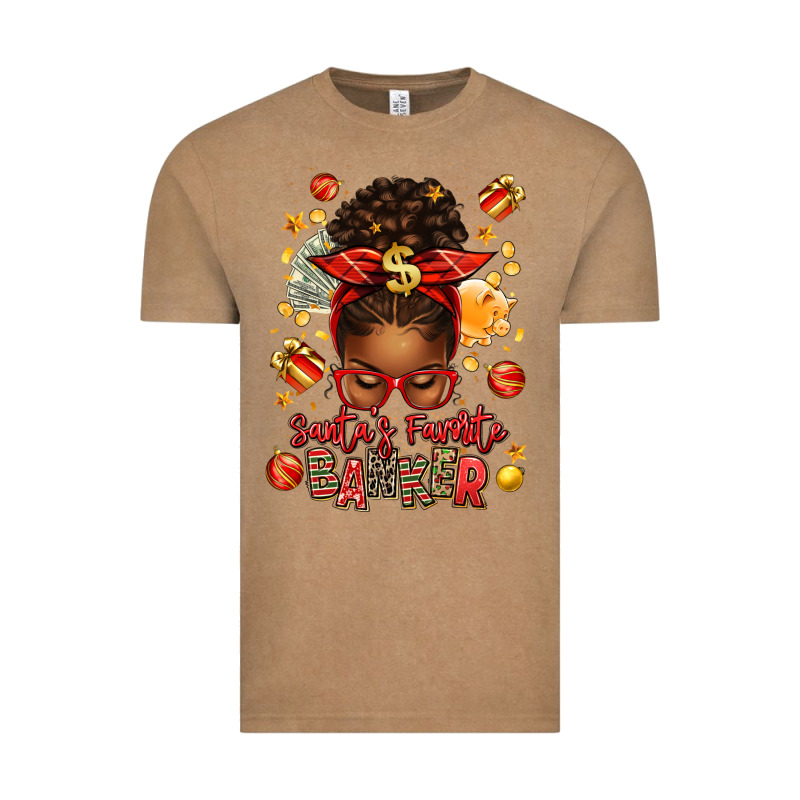 Santa Favorite Banker Afro Messy Bun Vintage Tee by texasbilliewilder | Teevron
