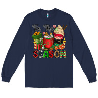 Navy tis the season Long Sleeve Tee - CowGirlArtShop