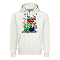 Oatmeal Heather animal drummer pearl drums Zipper Hoodie - lanVoArt