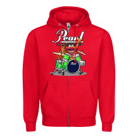 Red animal drummer pearl drums Zipper Hoodie - lanVoArt