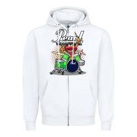 White animal drummer pearl drums Zipper Hoodie - lanVoArt