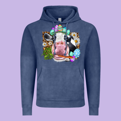 Happy Easter Cow With Eggs Easter Day Vintage Hoodie Designed By Howdyjamesfarm