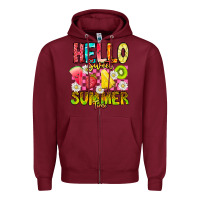 Burgundy Hello Sweet Summer Time Zipper Hoodie - CowhideDigitalArt