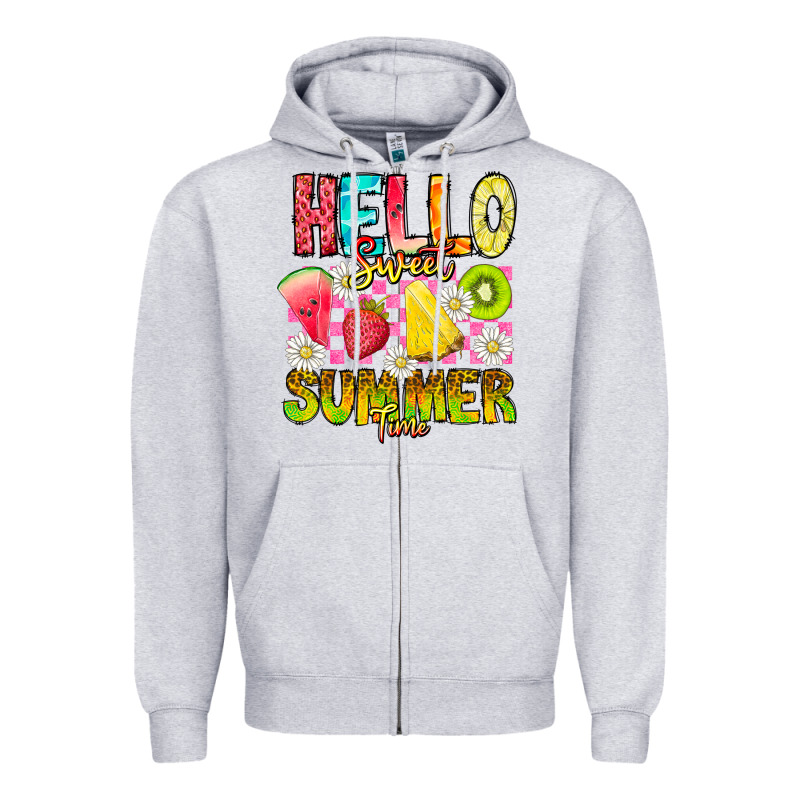 Hello Sweet Summer Time Zipper Hoodie by CowhideDigitalArt | Teevron