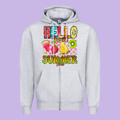 Hello Sweet Summer Time Zipper Hoodie Designed By Cowhidedigitalart